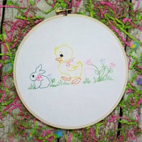 Easter Chick with Flowers Machine Embroidery Design - Vintage Stitch ...