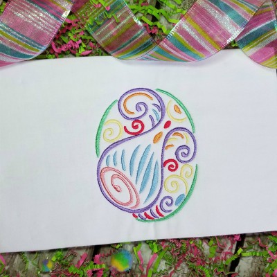 Swirly Easter Egg Machine Embroidery Design - Digital Download
