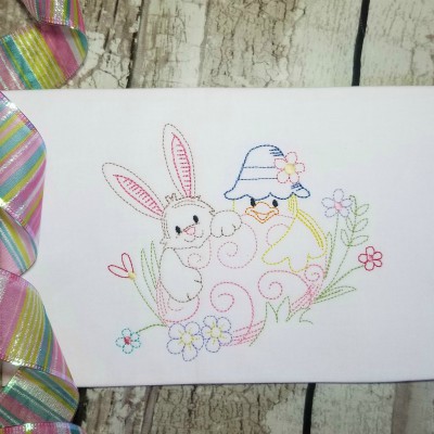 Vintage Stitch Easter egg Machine Embroidery Design - Digital Download