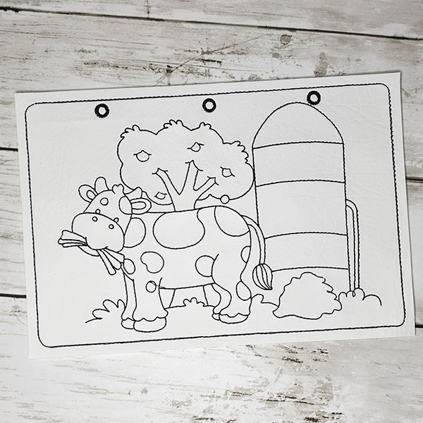 In the hoop embroidery color pages farm animal design