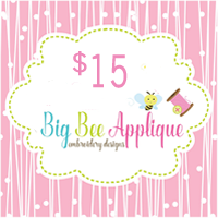 Big Bee Applique $15.00 Gift Certificate
