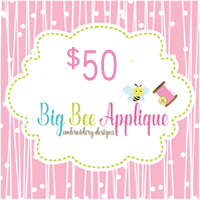 Big Bee Applique $50.00 Gift Certificate